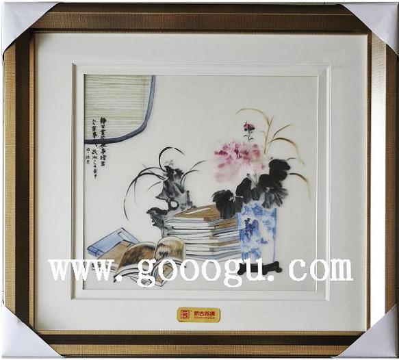 蘇繡靜物畫，手工刺繡線條靜物畫，高檔蘇繡畫